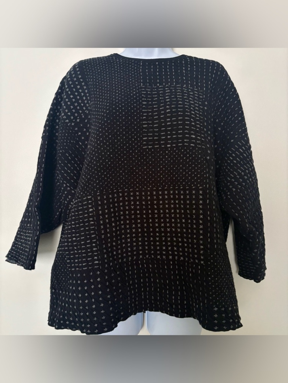 J Jill Purejill Pullover Sweater Women Size M Black Kimono Sleeve Knit Cotton